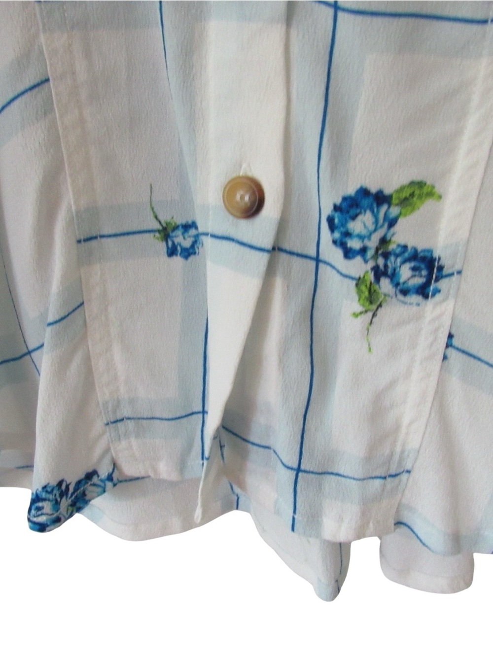 Free People Window To My Heart Button Down Shirt Blouse XS White Blue Floral - Picture 5 of 11